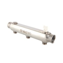 Коллектор из нерж. стали VALTEC, с м-о расст вых. 100мм, 1 1/2"х 5 вых. 3/4" нар.